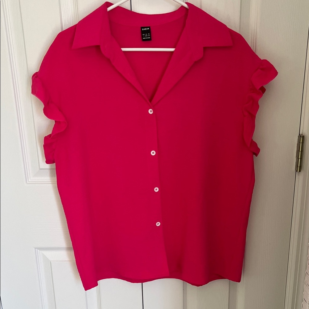 SHEIN Button Down Shirt with Ruffle Sleeves